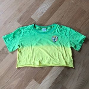 Empyre size L. Green to yellow ombré crop top.